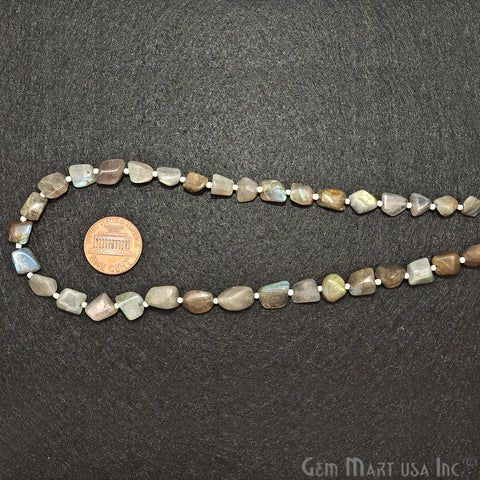 Labradorite Free Form 10x7mm Tumble Beads Gemstone Strands - GemMartUSA