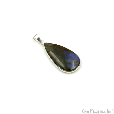 Labradorite Gemstone Pears 42x20mm Sterling Silver Necklace Pendant 1PC