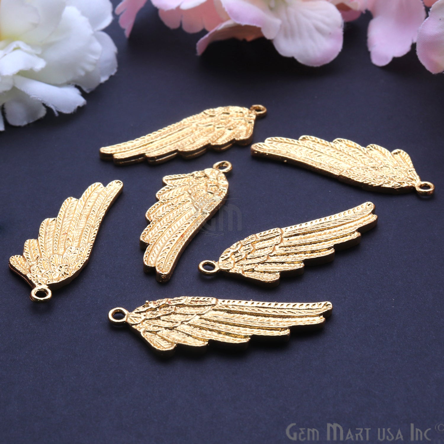 Angel Wings Charm 42x15mm Finding Connector (Pick Your Metal) - GemMartUSA