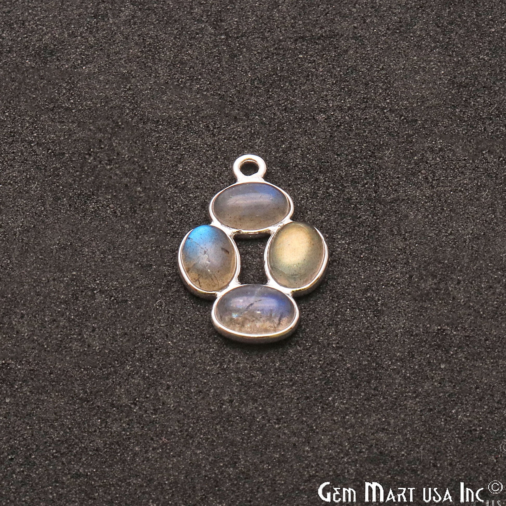 DIY, Labradorite Silver Plated 20x15mm Square Chandelier Finding Component - GemMartUSA