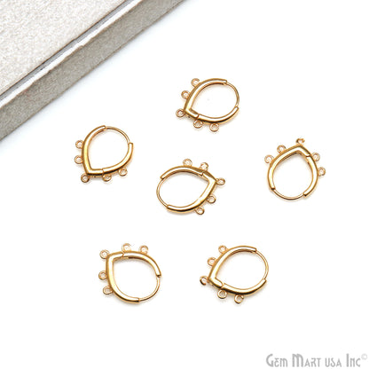 DIY Pears 5 Loop Hoop Clasp Finding Studs Gold Plated Hoop Earring 1 Pair