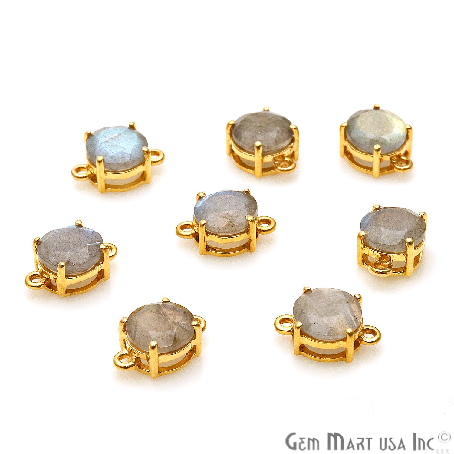 Labradorite Prong Setting Gold Plated Flashy Gemstone Connector - GemMartUSA