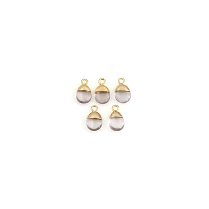 Drop Pendant Connector, DIY Frosted Tumbled Earring Charm, Single Bail Faceted Gem, Gold Electroplated Cap, 14x8mm