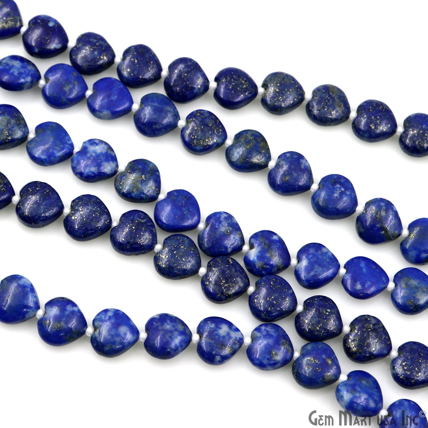 Lapis Heart Beads, 7 Inch Gemstone Strands, Drilled Strung Briolette Beads, Heart Shape, 10mm