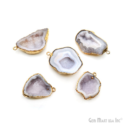 Geode Druzy Gold Electroplated 24x36mm Single Bail Gemstone Connector