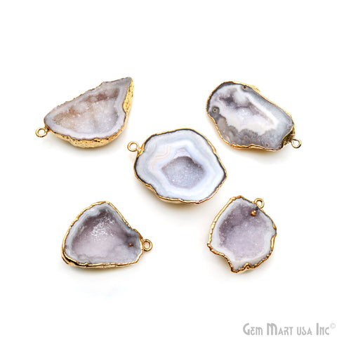Geode Druzy Gold Electroplated 24x36mm Single Bail Gemstone Connector