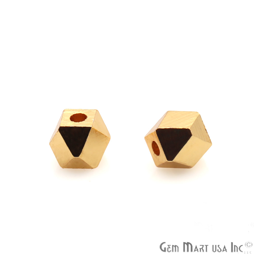 5pc Lot Hexagon Gold Plated 4mm Drilled Beads Finding - GemMartUSA