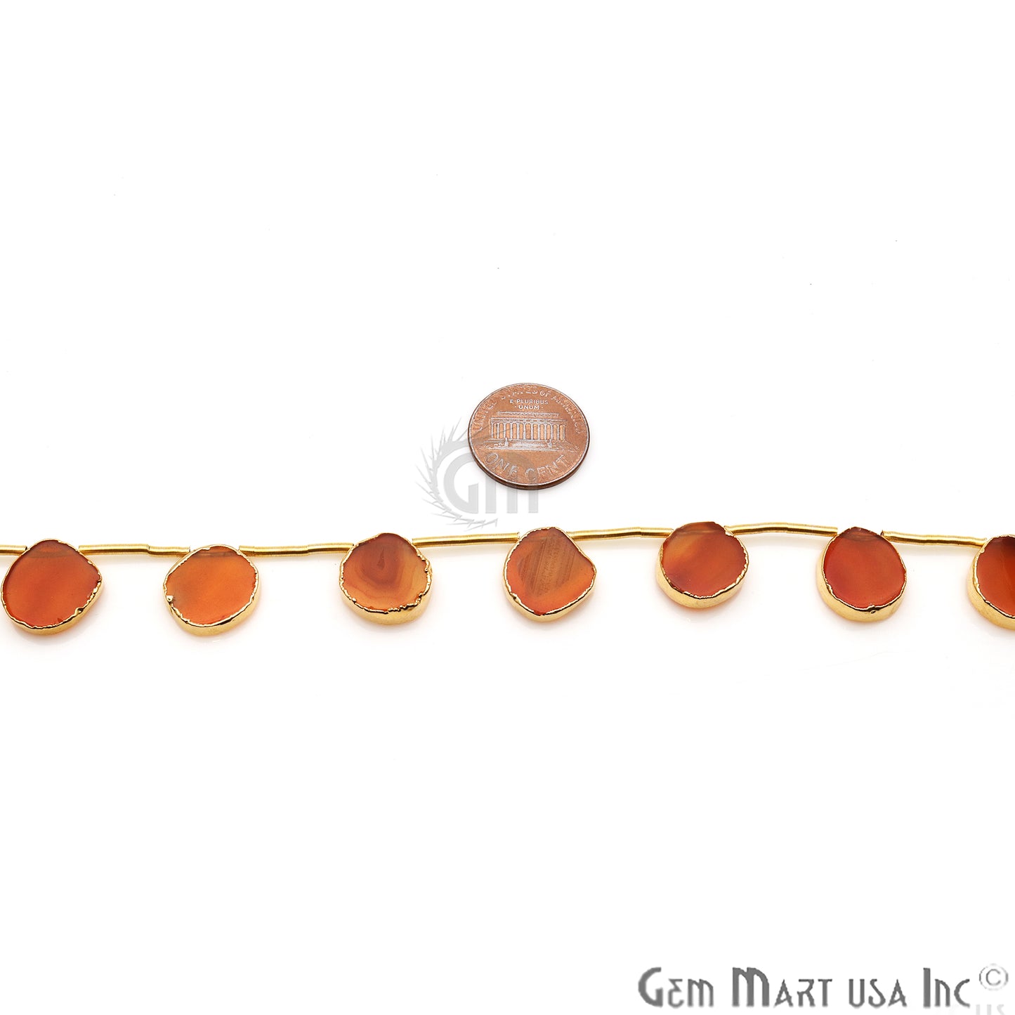 Carnelian Free Form Gold Electroplated 18x15mm Crafting Beads Gemstone 9 Inch Strands - GemMartUSA