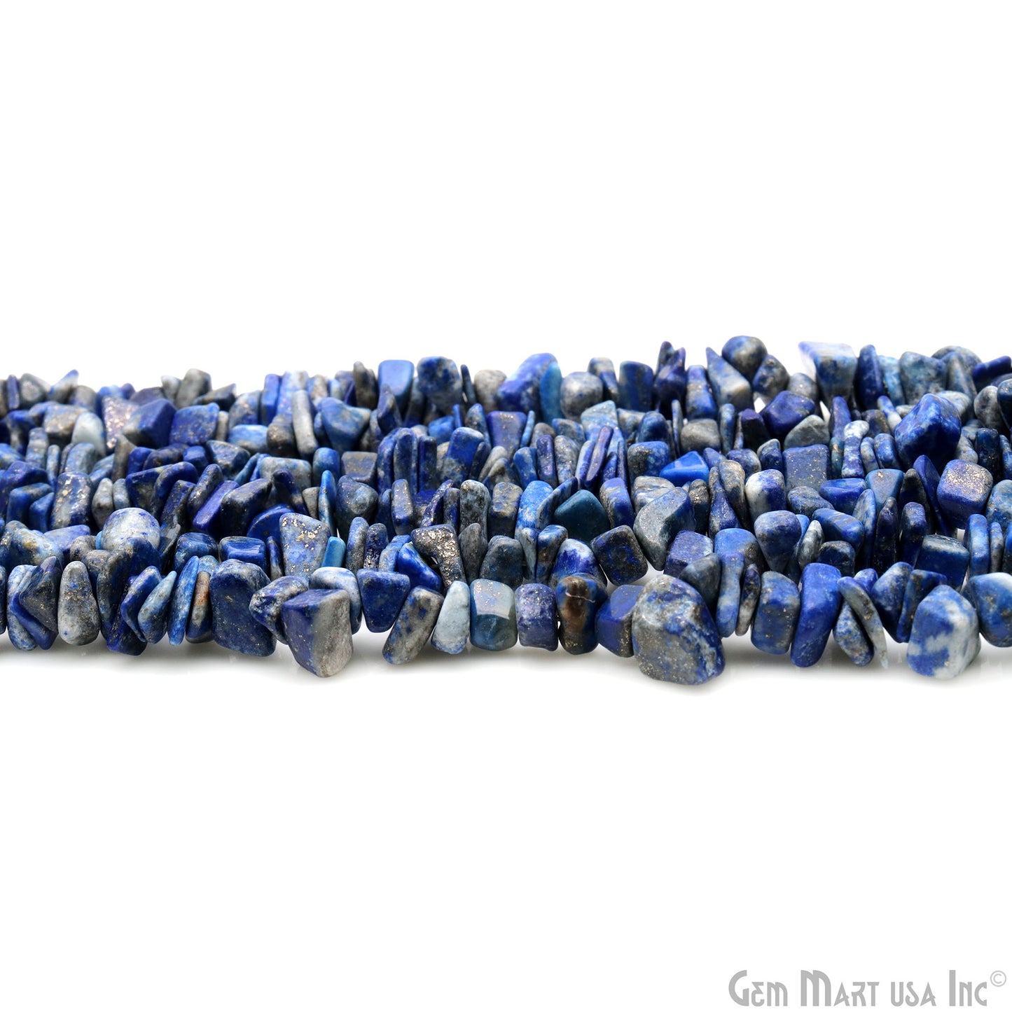 Lapis Chip Beads, 34 Inch, Natural Chip Strands, Drilled Strung Nugget Beads, 7-10mm, Polished, GemMartUSA (CHLP-70004)