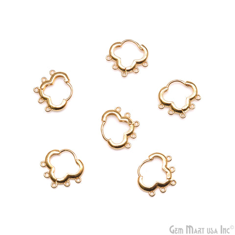 DIY Clover 5 Loop Hoop Clasp Finding Studs Gold Plated Hoop Earring 1 Pair