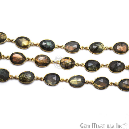 Labradorite Oval 16x12mm Gold Bezel Continous Connector Chain - GemMartUSA (763992703023)