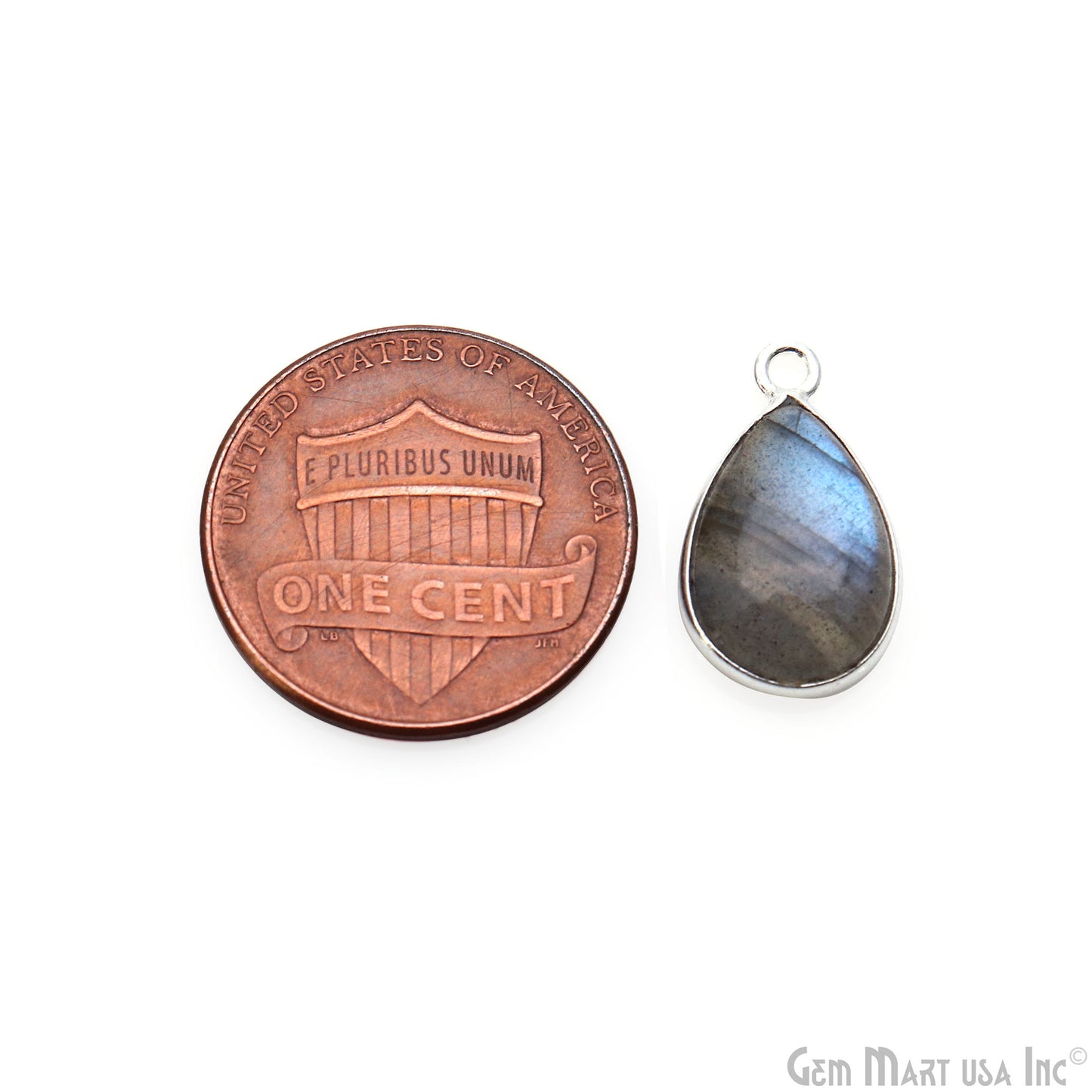 Flashy Labradorite Cabochon 8x12mm Pears Single Bail Silver Plated Gemstone Connector