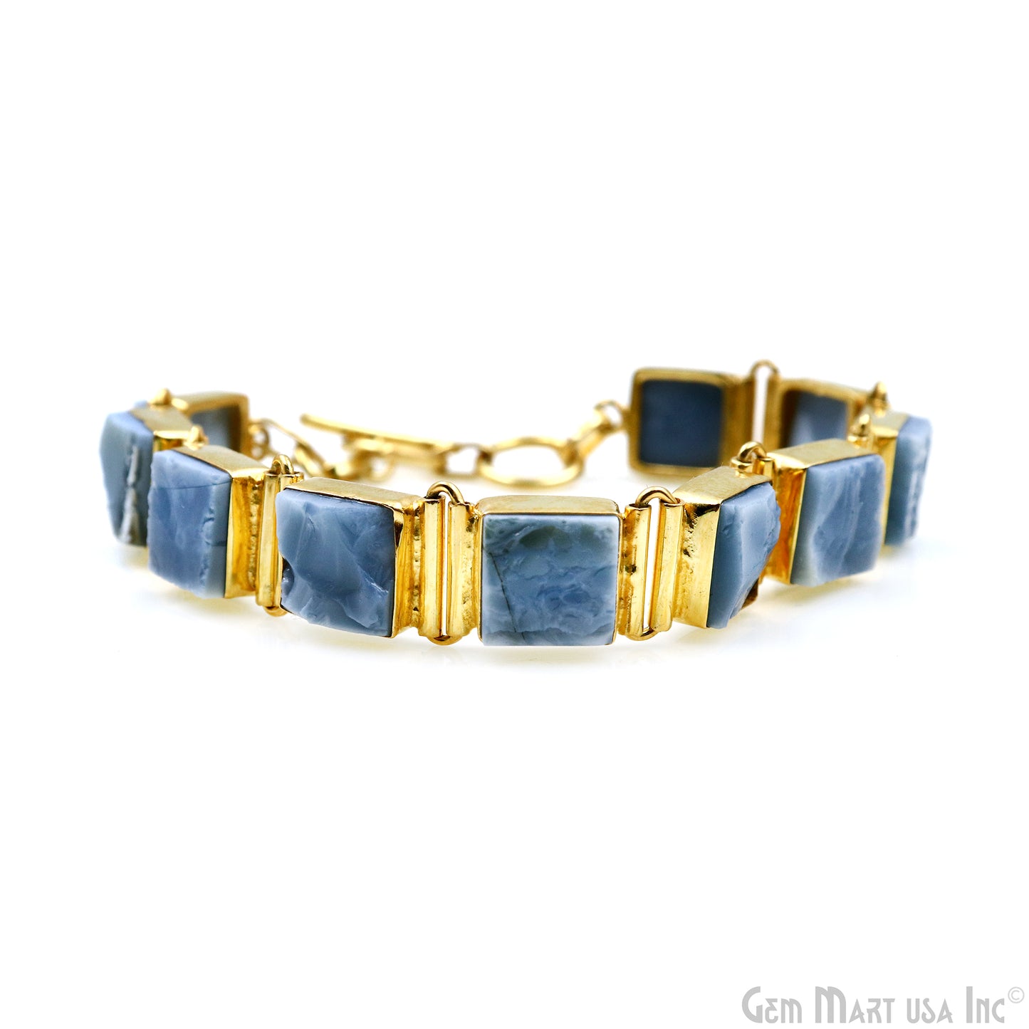 Rough Square Gemstone Toggle Closure Bracelet 7.5 INCH