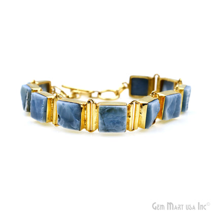 Rough Square Gemstone Toggle Closure Bracelet 7.5 INCH