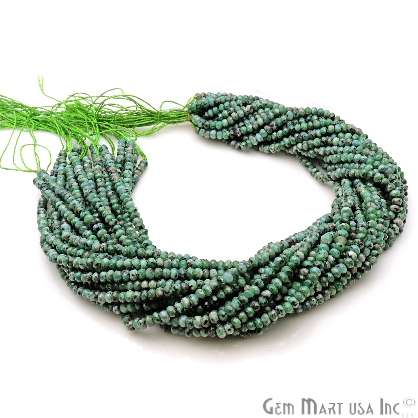 Tibetian Turquoise Jade 3-4mm Faceted Rondelle Beads Strands 14Inch - GemMartUSA