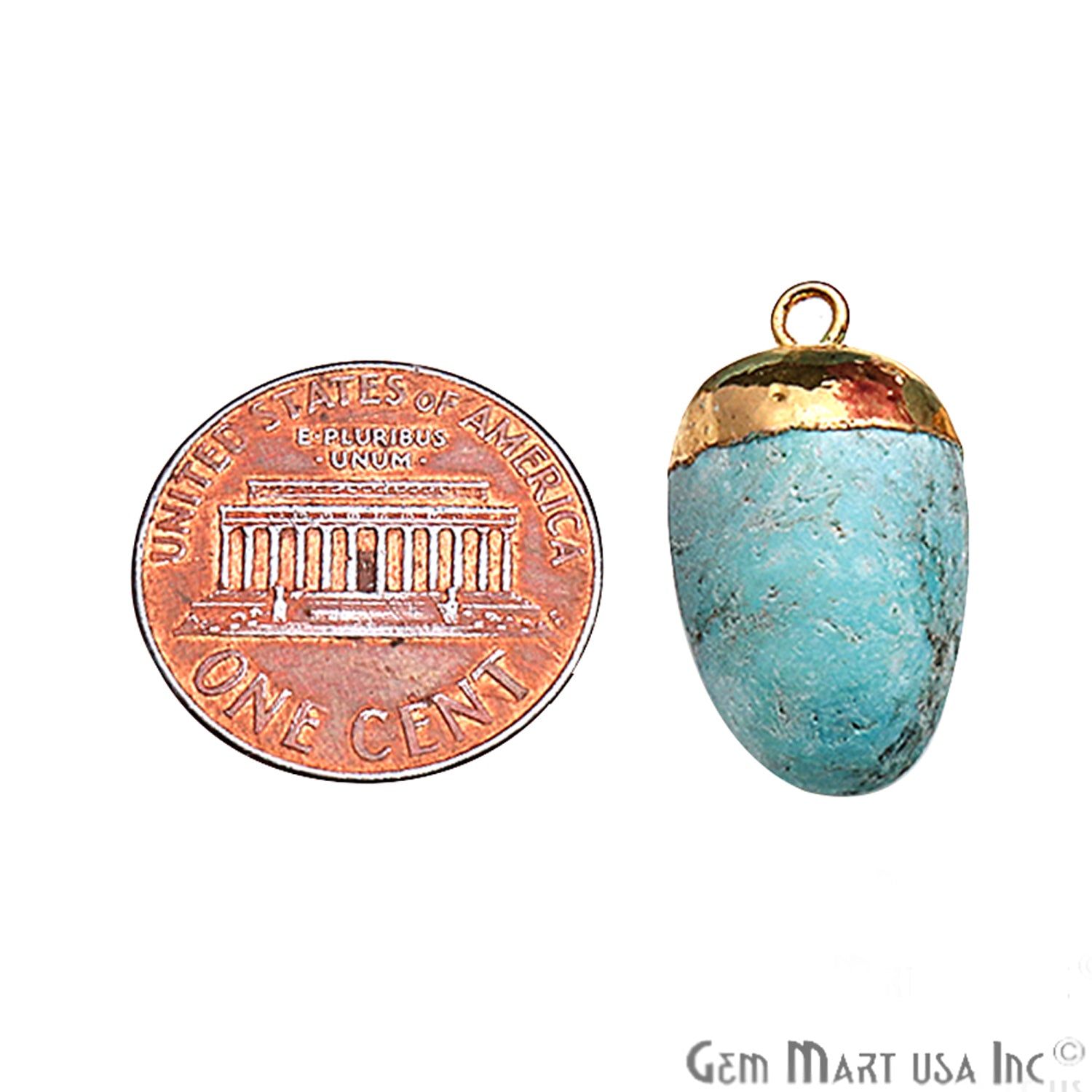 Amazonite Gemstone Frosted Matte Bead 22x14mm Gold Edged Single Bail Connector - GemMartUSA