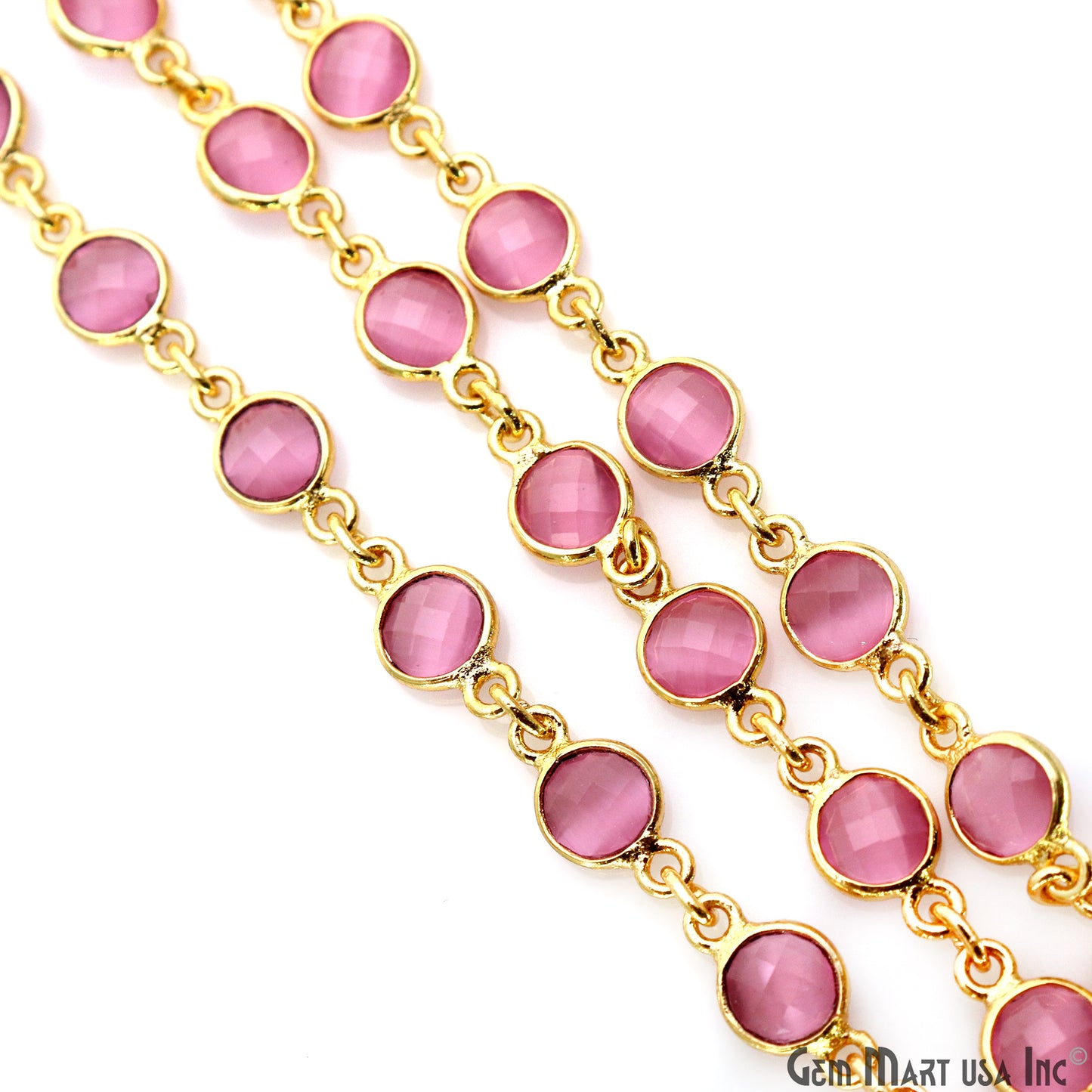 Pink Monalisa 5mm Bezel Link Gold Plated Continuous Connector Chain