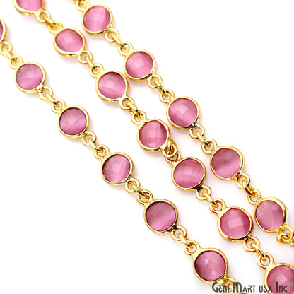 Pink Monalisa 5mm Bezel Link Gold Plated Continuous Connector Chain