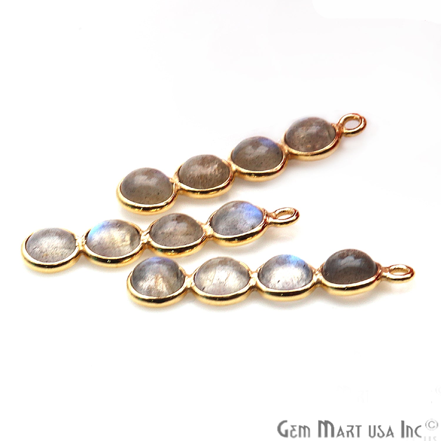 DIY, Labradorite Gold Plated 27X6mm Line Chandelier Finding Component - GemMartUSA