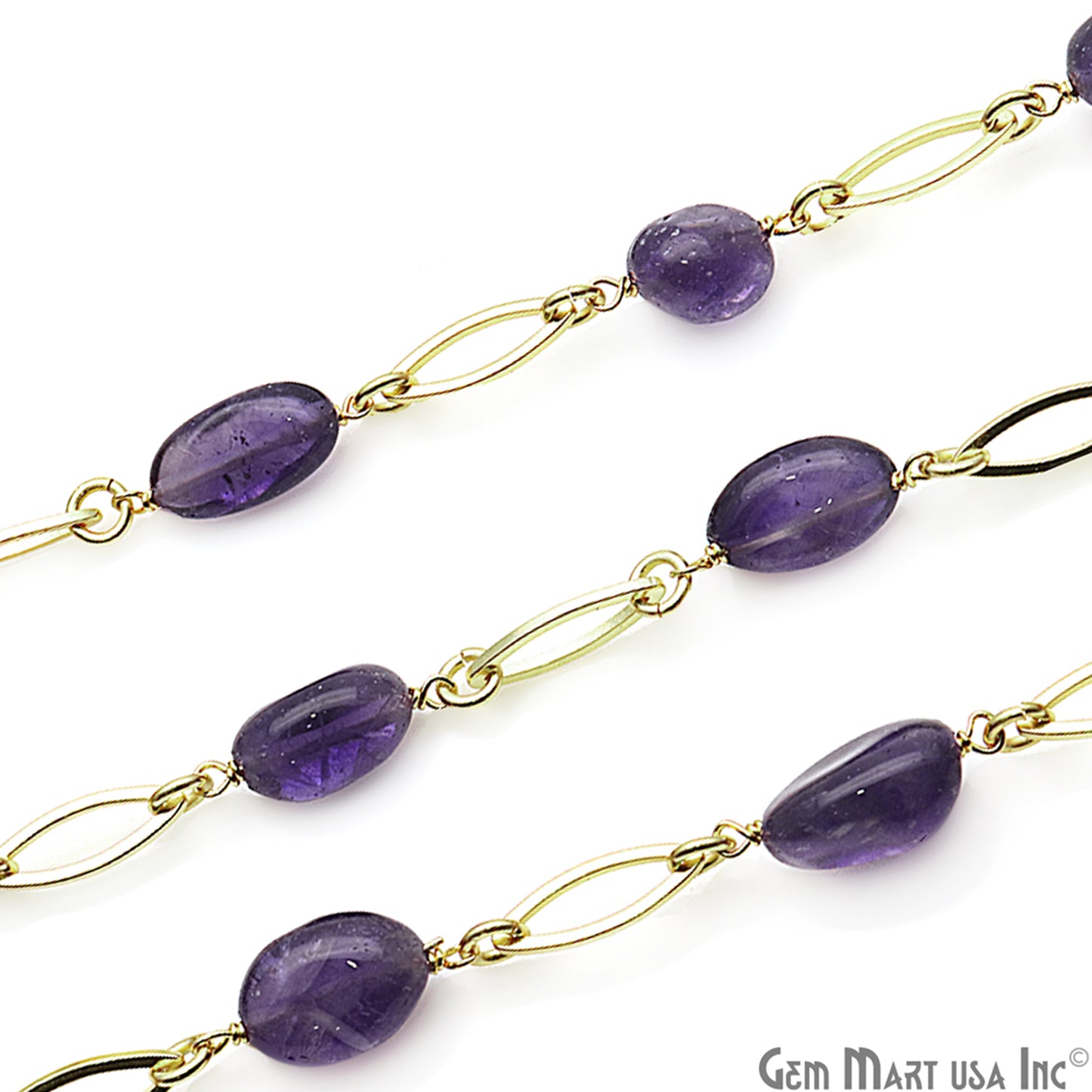 Amethyst Marquise Finding Gold Plated Rosary Chain - GemMartUSA