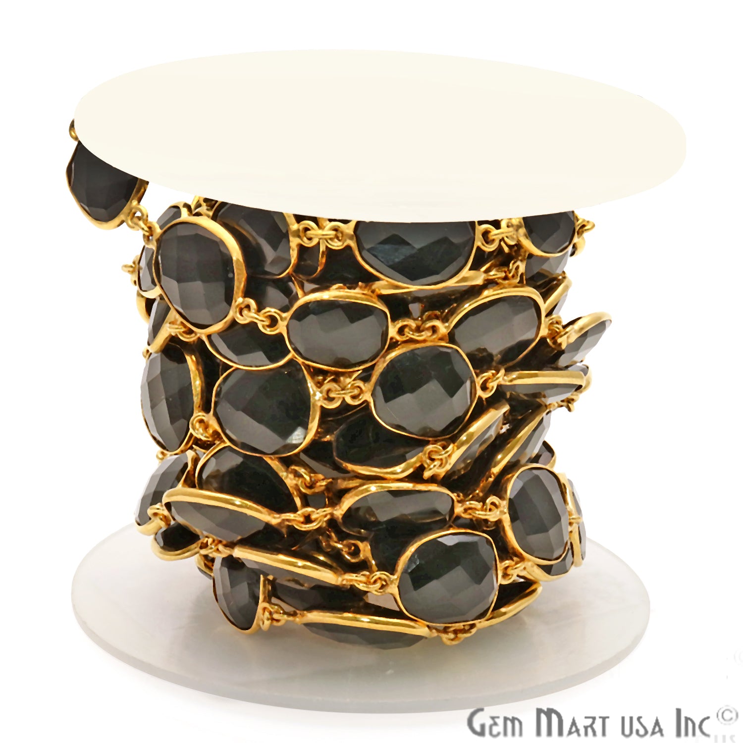 Black Onyx Free Form 10-15mm Gold Bezel Continuous Connector Chain - GemMartUSA