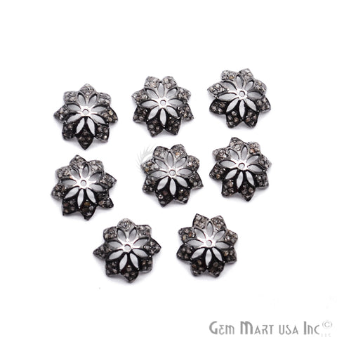Flower Charm Beads Pave Diamond Gold Vermeil Connector - GemMartUSA