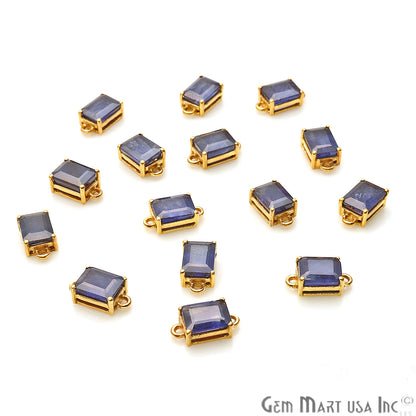 Sapphire Prong Setting Gold Plated Double Bail Gemstone Connector - GemMartUSA