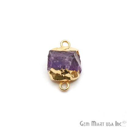 Rough Amethyst Organic 22x13mm Gold Electroplated Pendant Connector - GemMartUSA