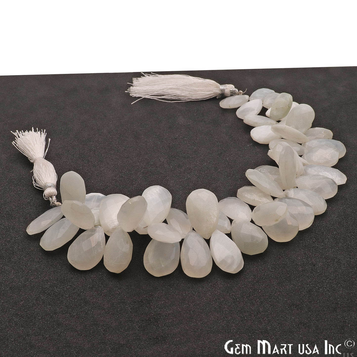 White Moonstone Pears 19x12mm Crafting Beads Gemstone Briolette Strands 8 INCH - GemMartUSA