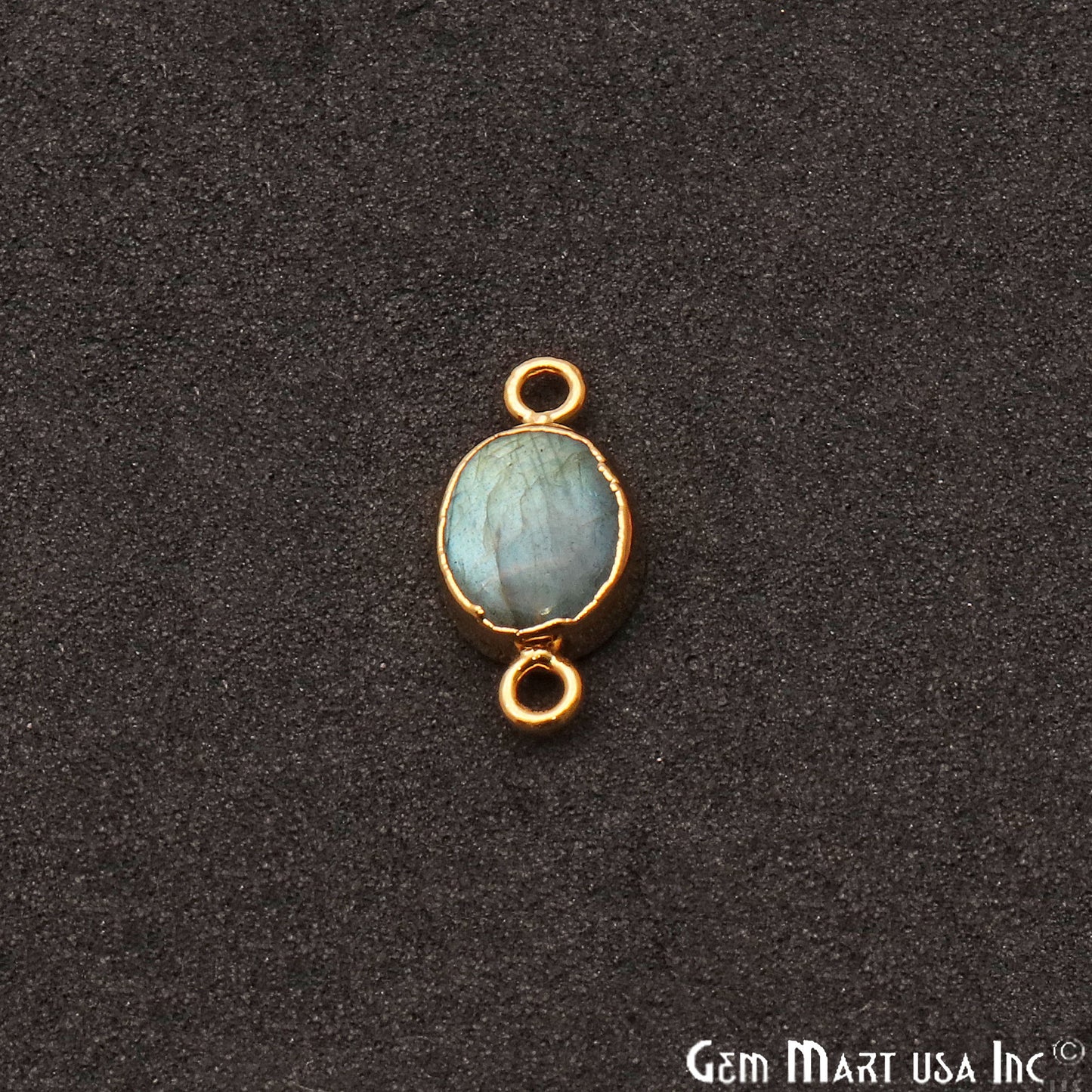 Flashy Labradorite Oval Shape Gold Edge 18x8mm Double Bail Connector - GemMartUSA