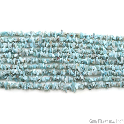 Larimar Chip Beads, 34 Inch, Natural Chip Strands, Drilled Strung Nugget Beads, 3-7mm, Polished, GemMartUSA (CHLI-70001)