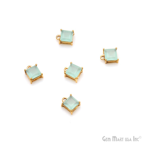 Gemstone 6mm Square Gold Plated Prong Setting Gemstone Connector
