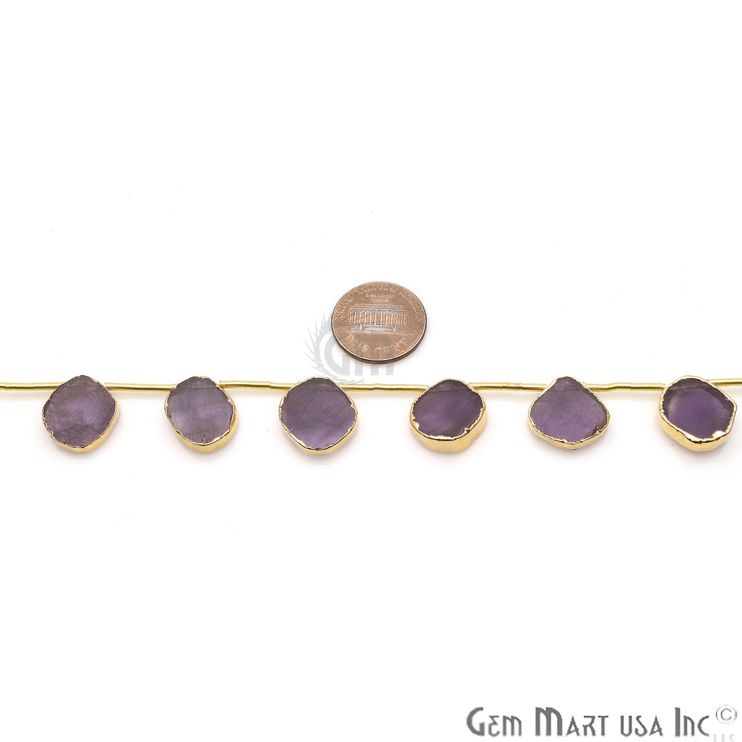 Amethyst Free Form Gold Electroplated 18x15mm Crafting Beads Gemstone 9 Inch Strands - GemMartUSA