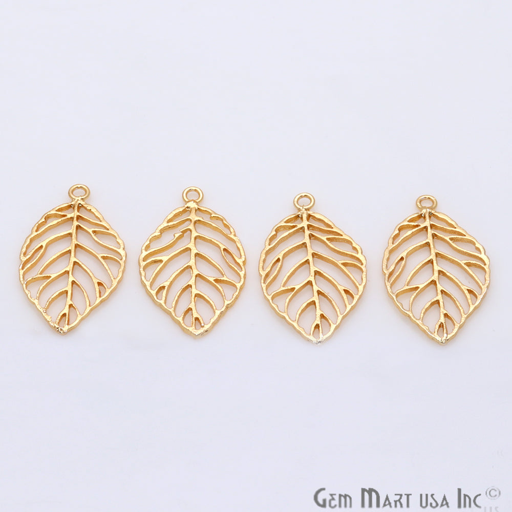 Leaf Shape Gold Plated Finding Jewelry Charm - GemMartUSA