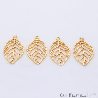 Leaf Shape Gold Plated Finding Jewelry Charm - GemMartUSA