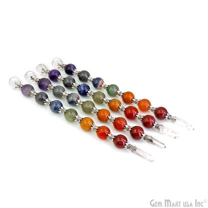 7 Chakra Round Crystal Wand 9-Inch,18mm Tumbled Stones with Crystal Ball for Spiritual Healing, Energy Balancing & Aura Cleansing