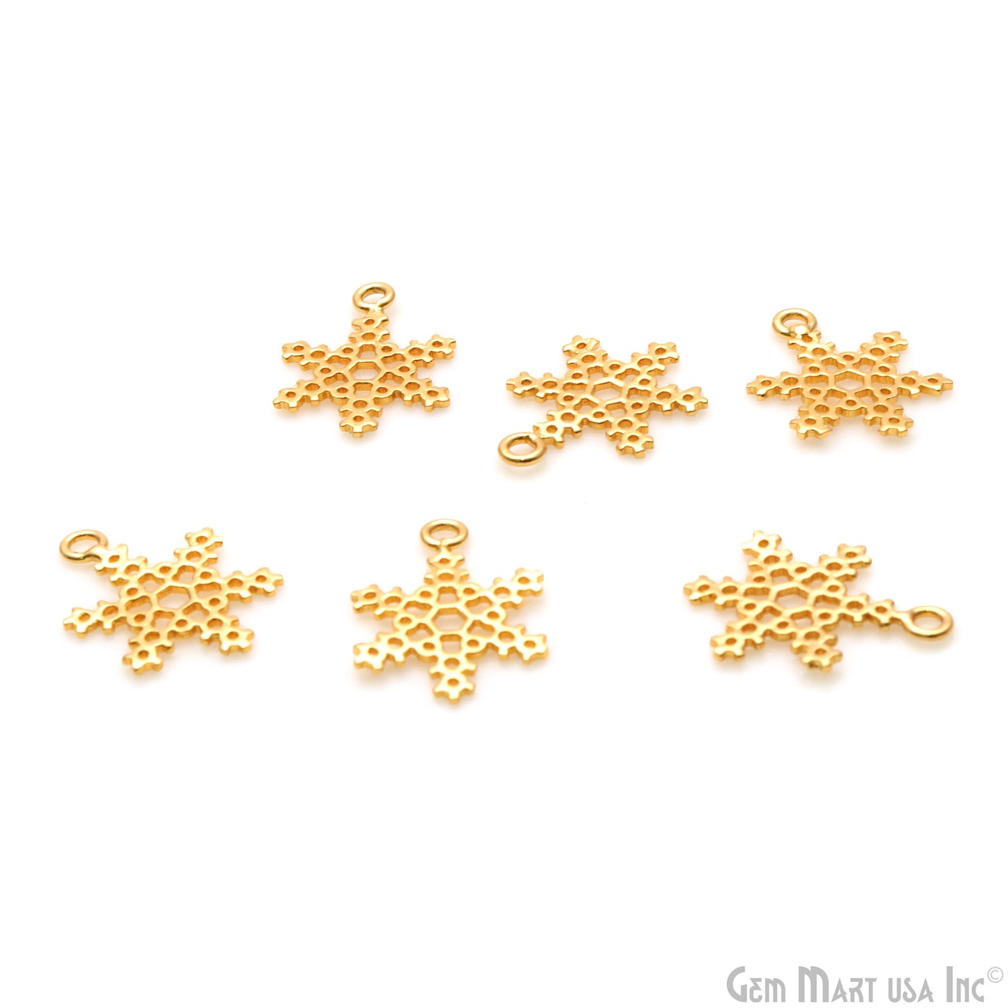 Snowflake Shape 21x15mm Gold Plated Textured Charm Minimalist Finding