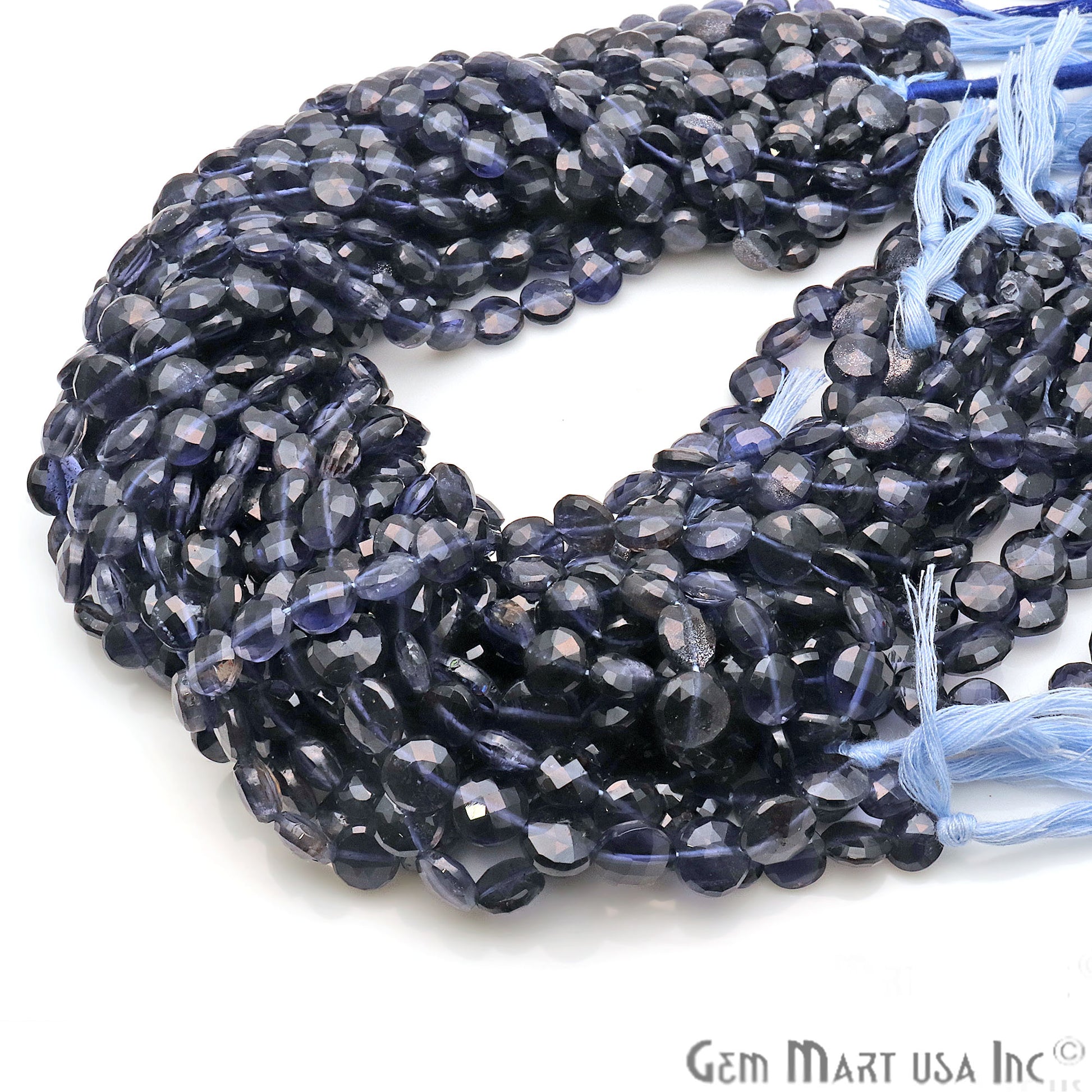 Iolite Coin 8mm Crafting Beads Gemstone Strands 14INCH - GemMartUSA