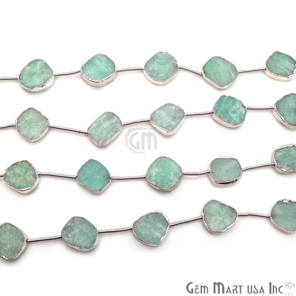 Amazonite Free Form 18x15mm Silver Edged Crafting Beads Gemstone Strands 9INCH - GemMartUSA