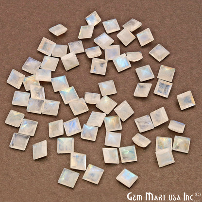 Rainbow Moonstone Square Shape 7mm Faceted Loose Gemstone - GemMartUSA