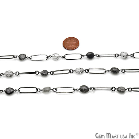 Rutilated With Oxidized RectAngel Finding Rosary Chain - GemMartUSA