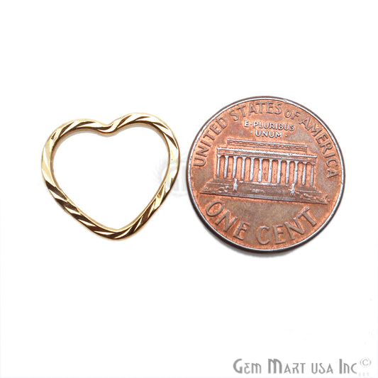 Gold Plated Heart Finding, Filigree Findings,Bracelets Heart Charm (Pick Size) - GemMartUSA