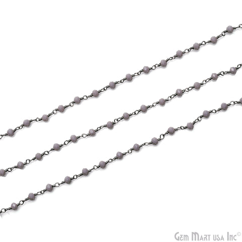 Gray Jade Beads 3-3.5mm Oxidized Wire Wrapped Rosary Chain