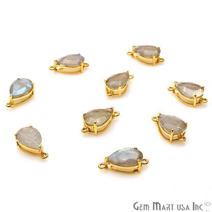 Labradorite Prong Setting Gold Plated Flashy Gemstone Connector - GemMartUSA