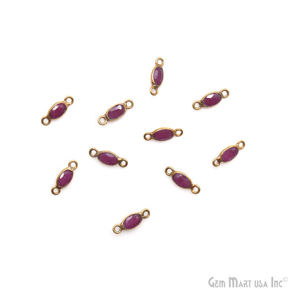 Ruby Oval 4x3mm Gold Plated Double Bail Gemstone Connector