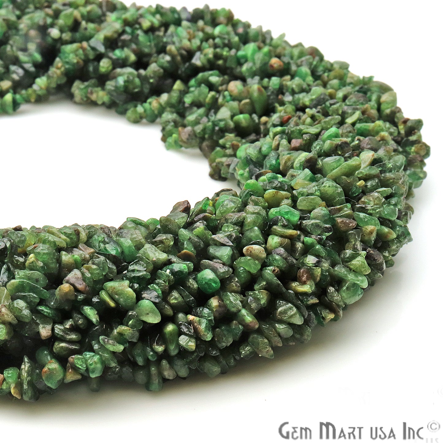 Natural Tsavorite Dark 4-6mm Nugget Chips Strand 34 Inch - GemMartUSA