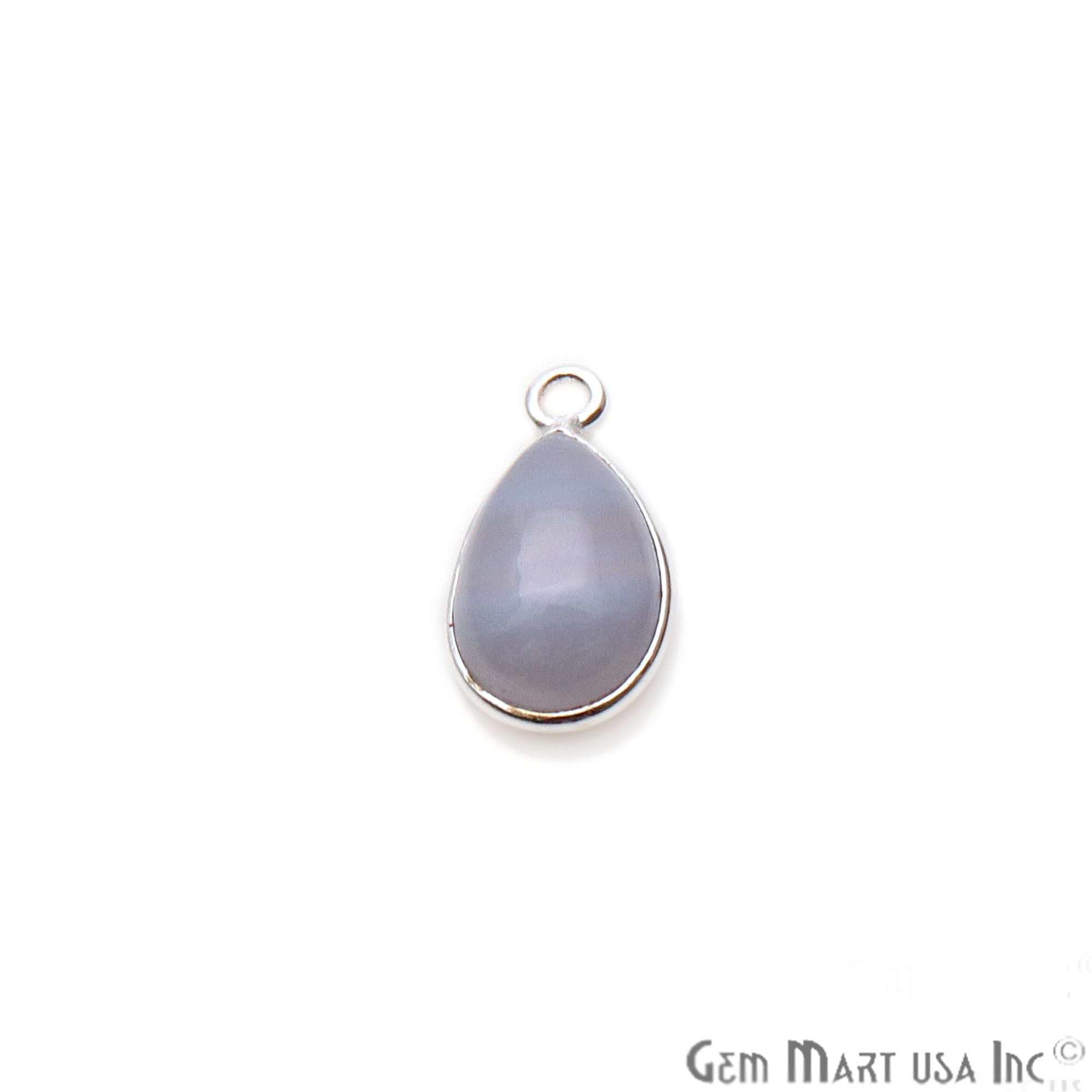 Blue Lace Agate Pears 8x12mm Single Silver Plated Gemstone Cabochon Connector - GemMartUSA