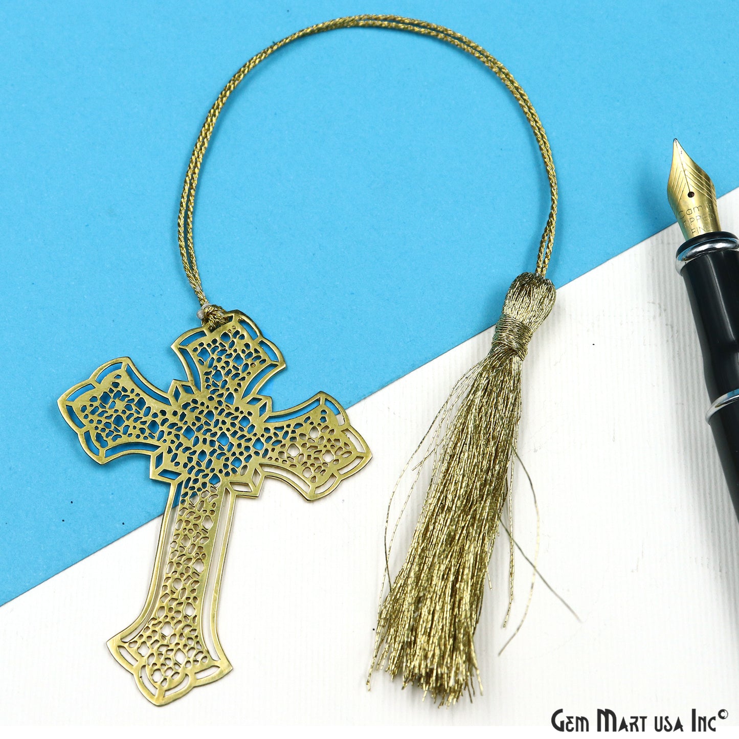 Metal Cross Bookmark With Tassel. Gold Bookmark, Reader Gift, Handmade Bookmark, Page Marker, Aesthetic Gift. 62x48mm