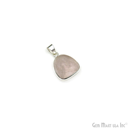 Rose Quartz Gemstone Triangle 24x19mm Sterling Silver Necklace Pendant 1PC