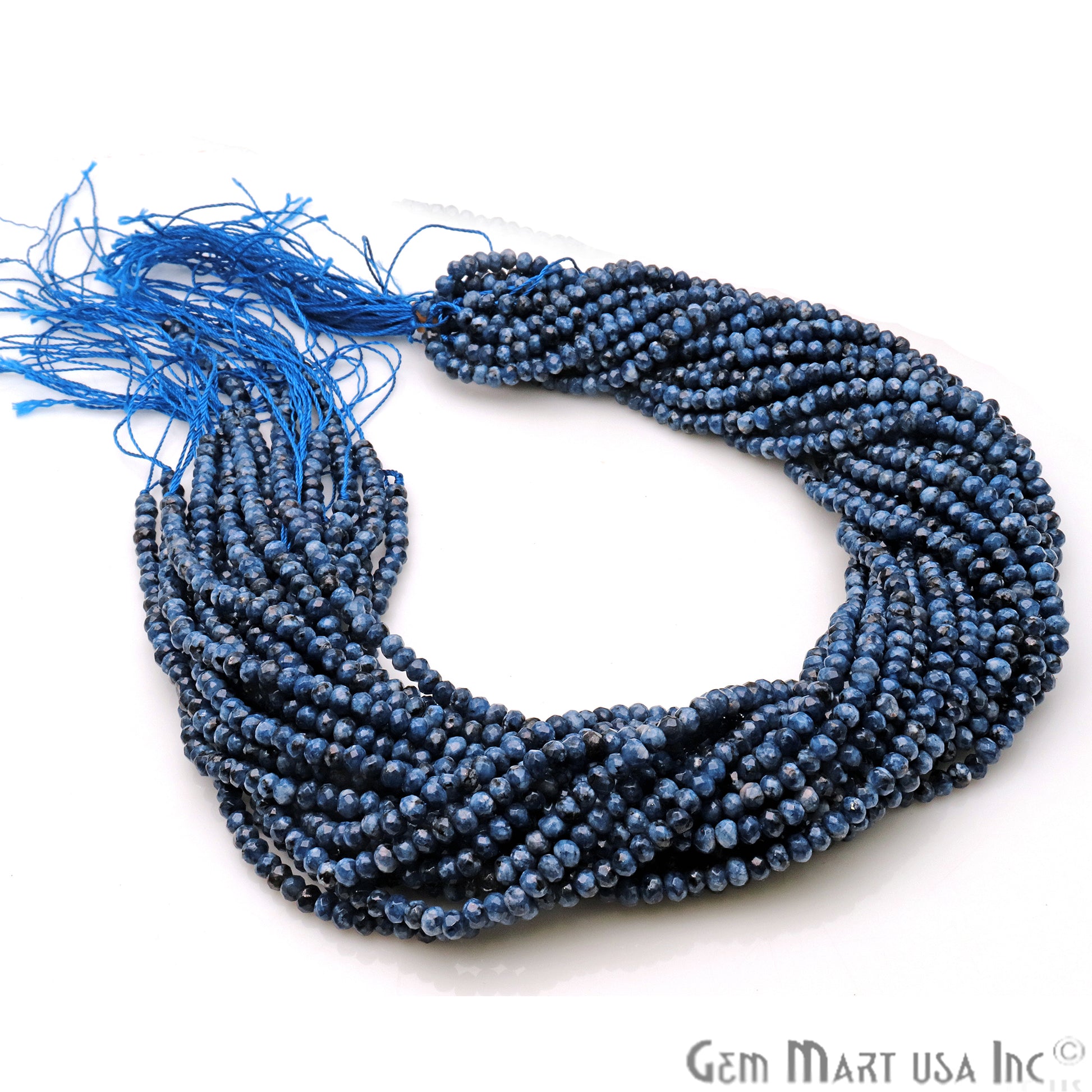 Sodalite Jade 3-4mm Faceted Rondelle Beads Strands 14Inch - GemMartUSA